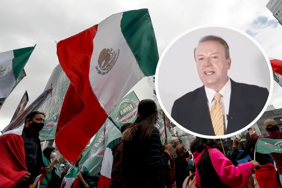 Simpatizantes del Frente Nacional Anti AMLO marchan. Foto: EFE. (i) Gilberto Lozano. Foto: Especial.