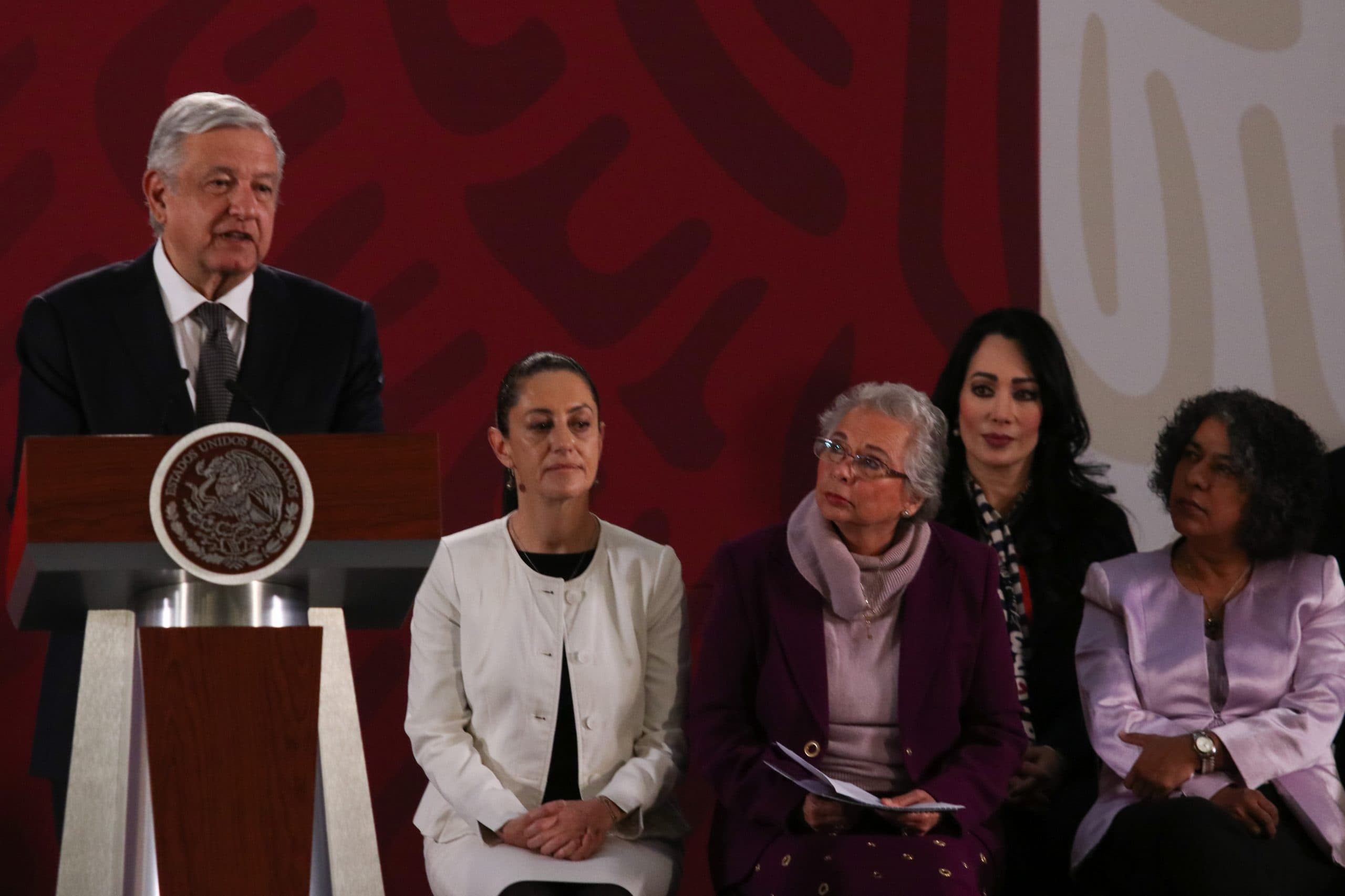 El presidente de México, Andrés Manuel López Obrador, durante la presentación de la estrategia federal para combatir la violencia de género • Foto: Galo Cañas/Cuartoscuro