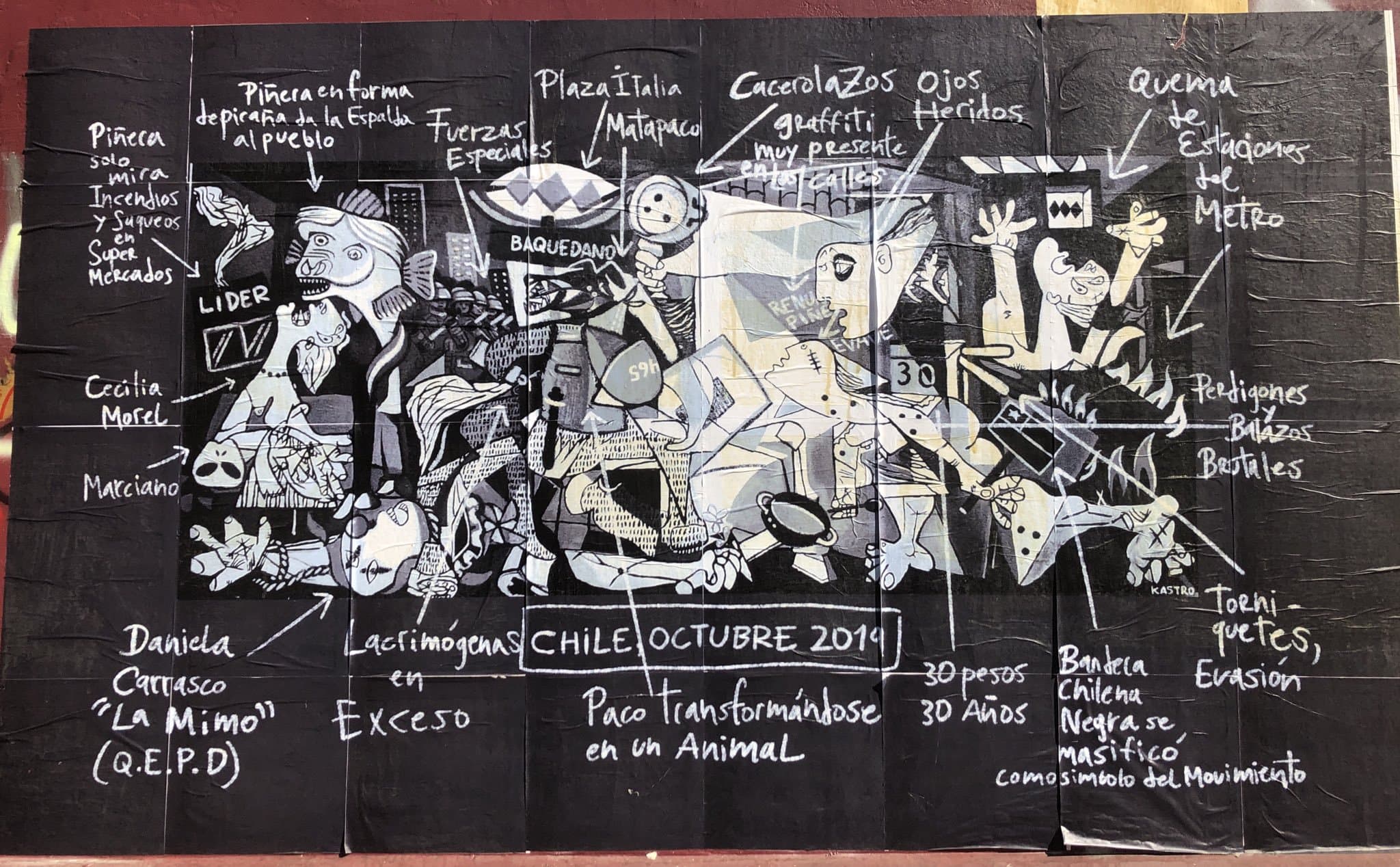 La versión "explicada" del Guernica chileno • Foto: TW @jinesca