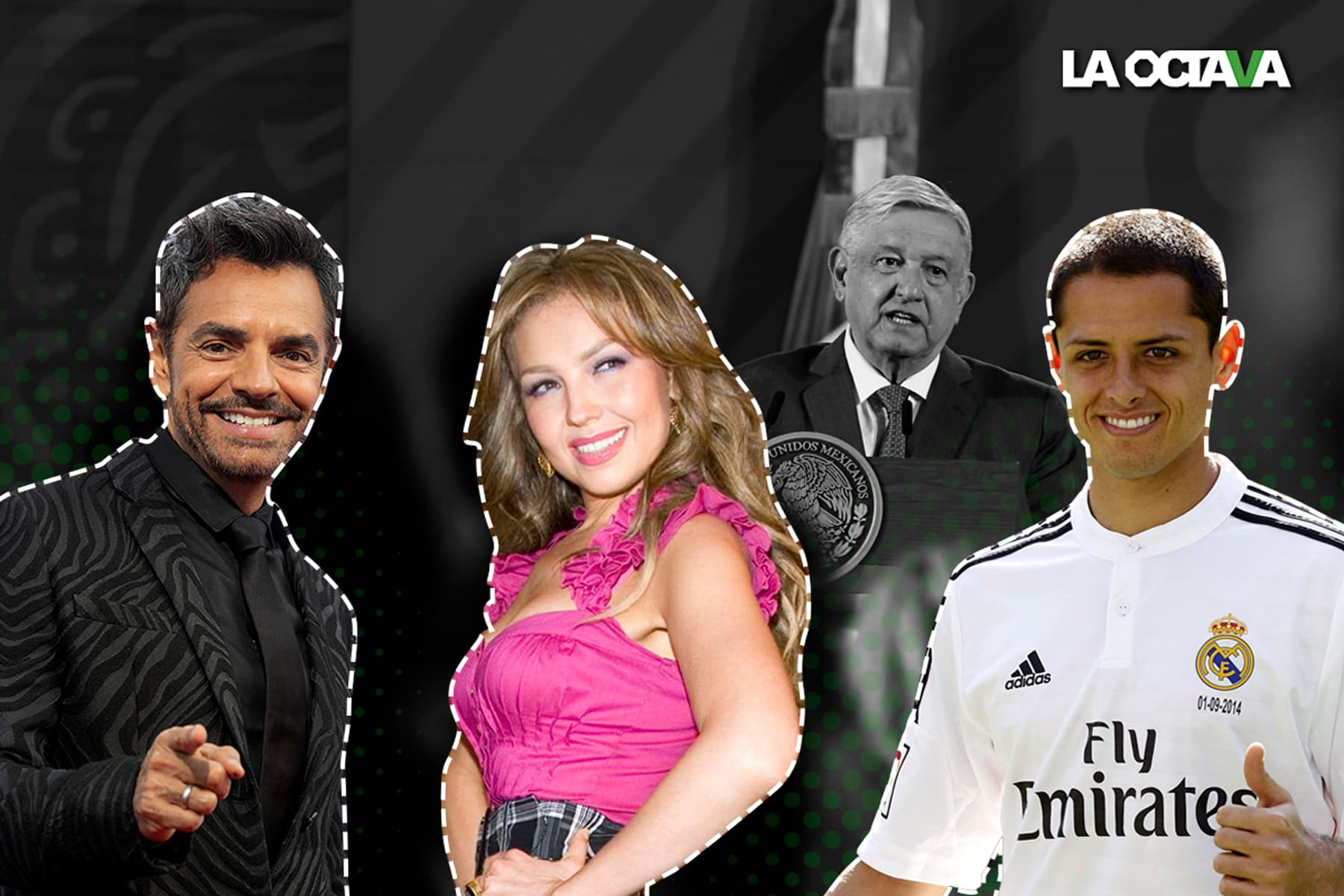 Derbez, Thalía y 'Chicharito' fueron parte de la mañanera. Foto: Especial