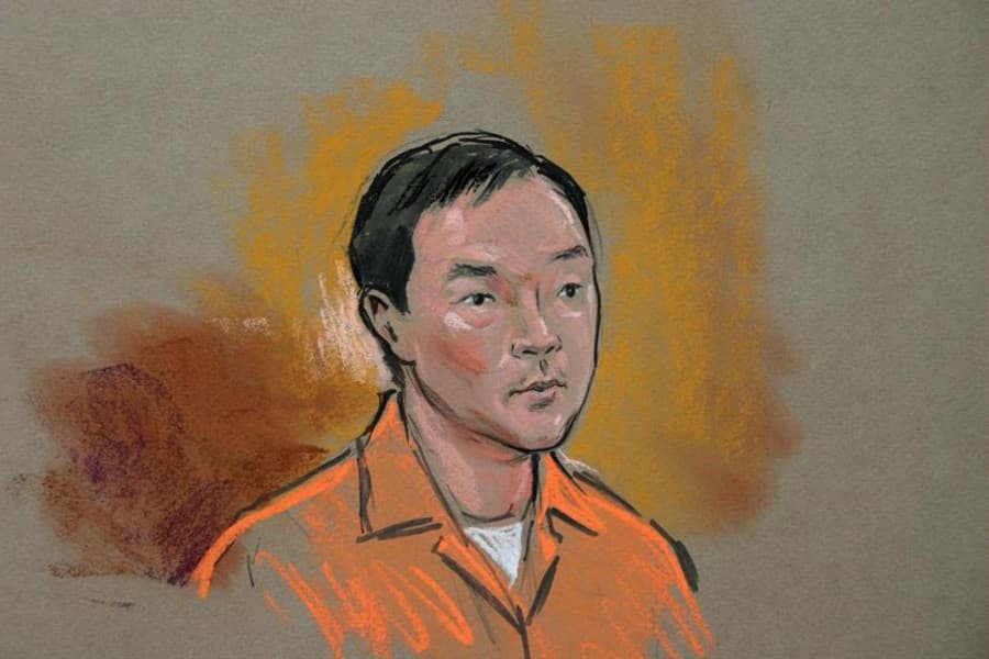 Ilustración del empresario chino, naturalizado mexicano, Zhenli Ye Gon durante su audiencia en la Corte del Distrito de Washington. Foto: EFE