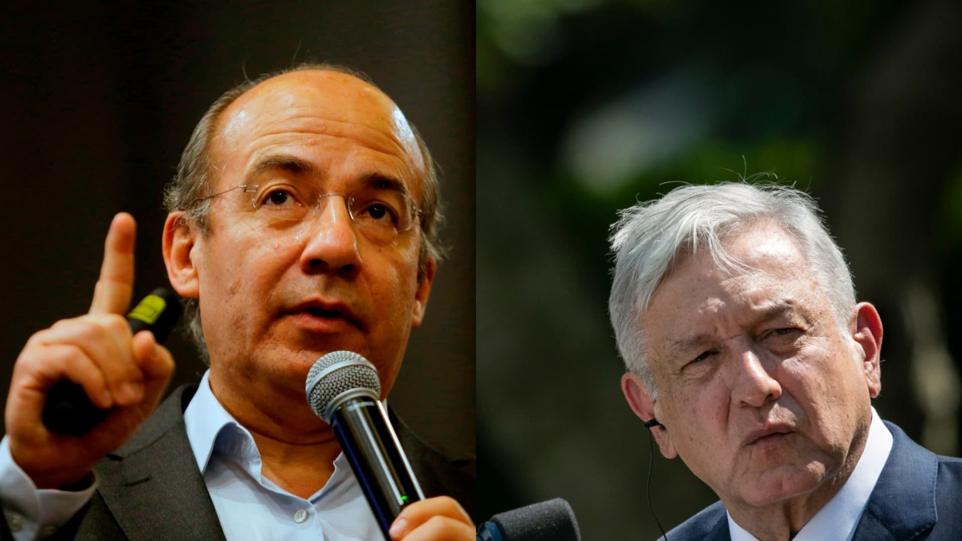 El expresidente Felipe Calderón y el presidente Andrés Manuel López Obrador. Foto: especial