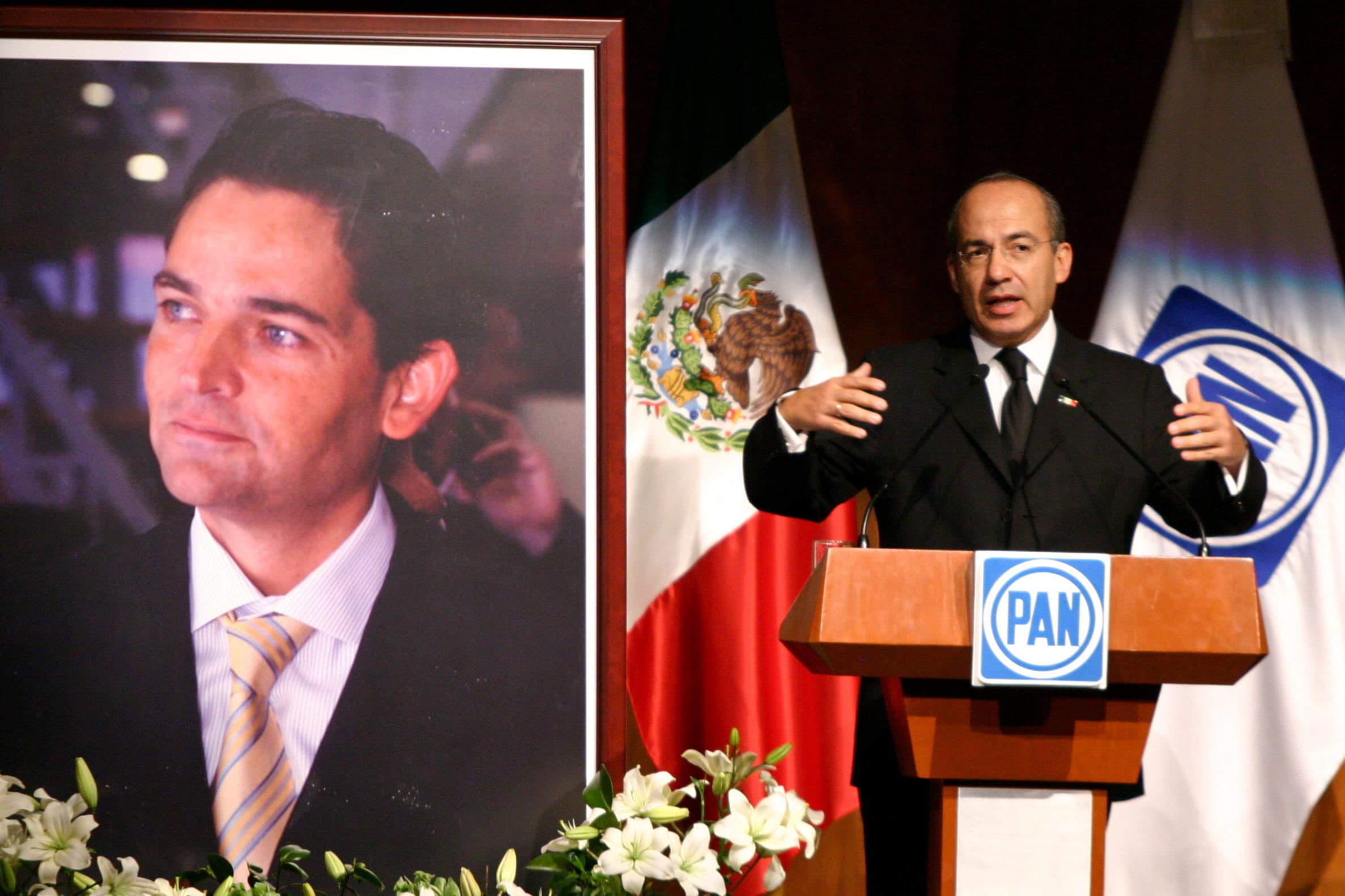 El exsecretario de Gobernación, Juan Camilo Mouriño y el expresidente Felipe Calderón. Foto: EFE