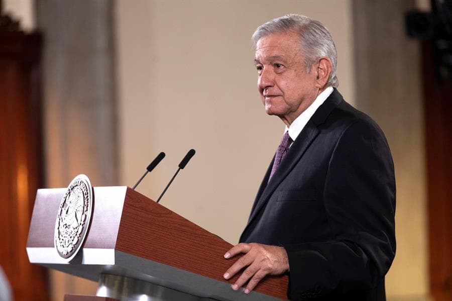 El presidente Andrés Manuel López Obrador desde Palacio Nacional. Foto: EFE.