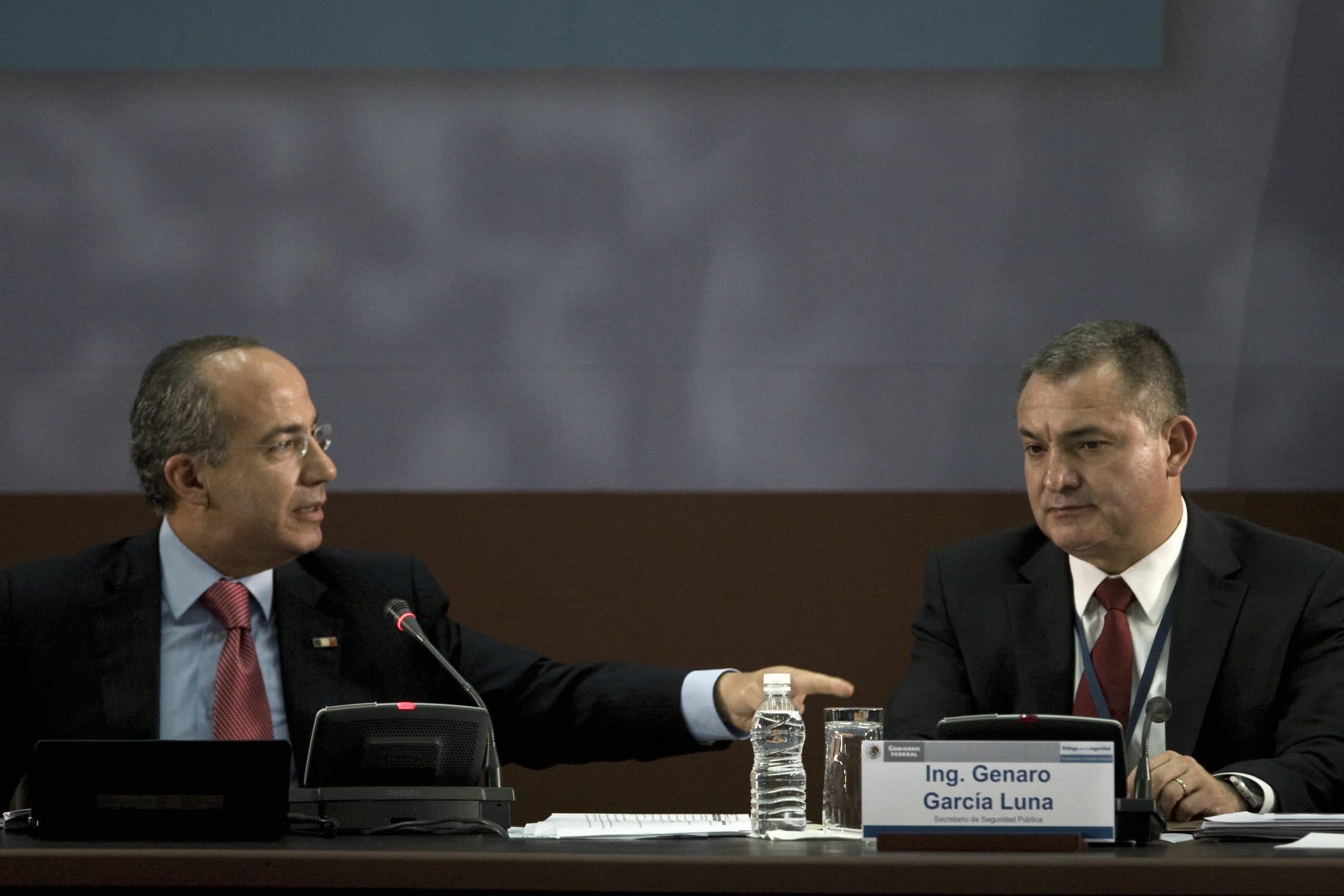 El expresidente Felipe Claderón y el exsecretario de Seguridad Pública, Genaro García Luna. Foto: EFE