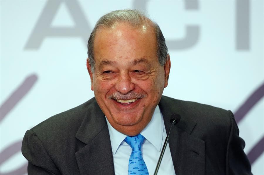 El empresario mexicano, Carlos Slim, en una rueda de prensa. Foto: EFE.
