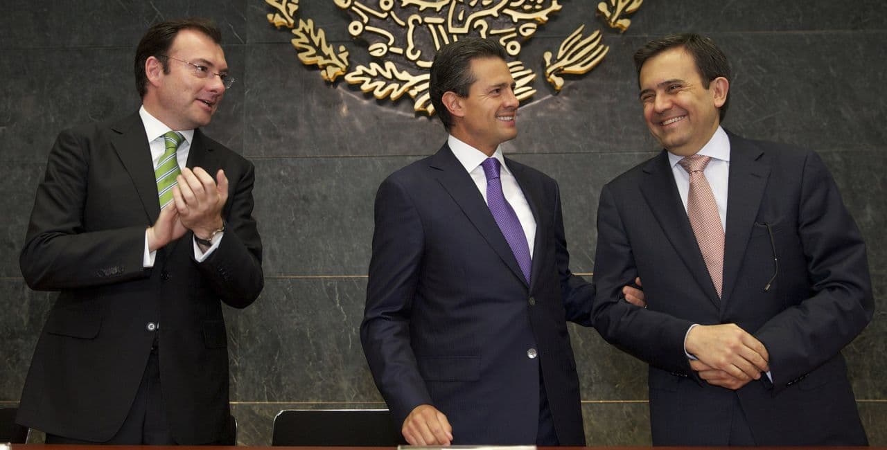 Luis Videgaray, exsecretario de Hacienda; Enrique Peña Nieto, expresidente de México; e Ildefonso Guajardo, extitular de Economía  - Foto. Cuartoscuro