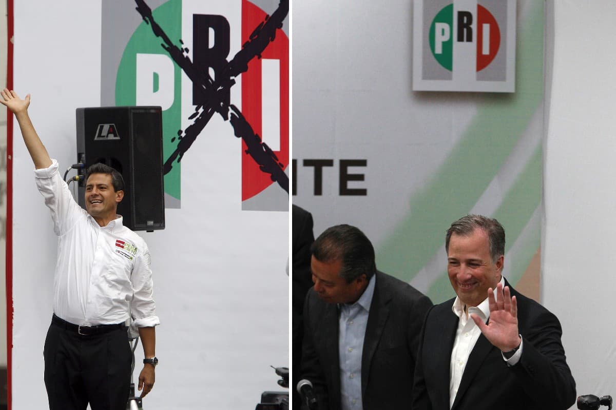 Los excandidatos presidenciales del PRI en 2012 y 2018, Enrique Peña Nieto y José Antonio Meade, respectivamente. Foto: especial