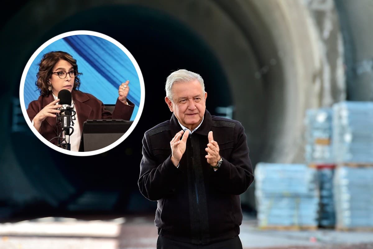 La conductora Fernanda Familiar y el presidente Andrés Manuel López Obrador. Foto: especial