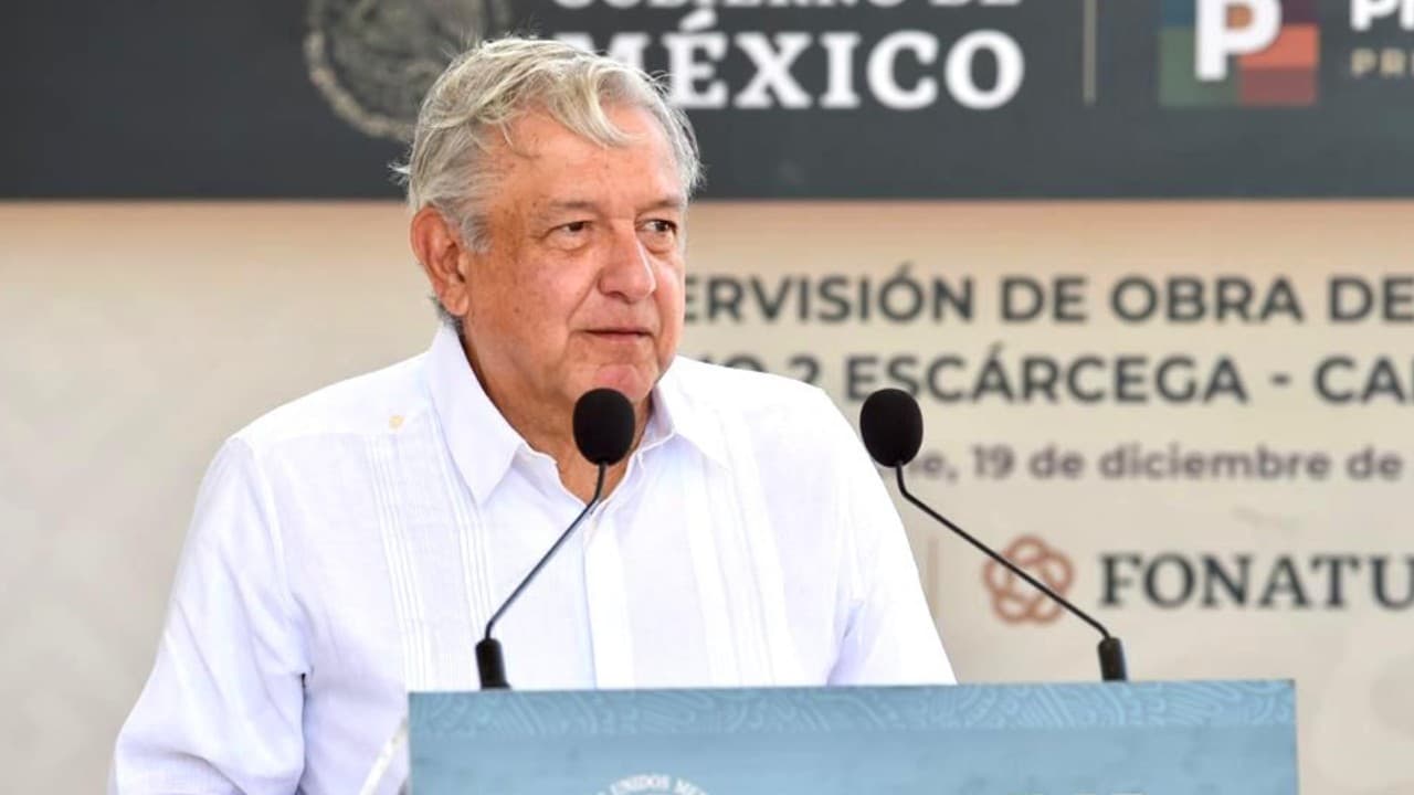 AMLO en construcción del Tren Maya