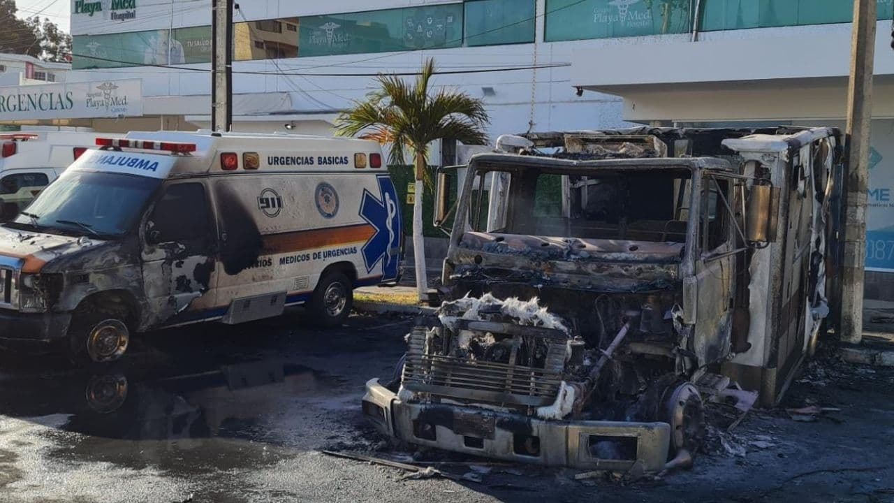 Ambulancias quemadas en Cancún, Quintana Roo