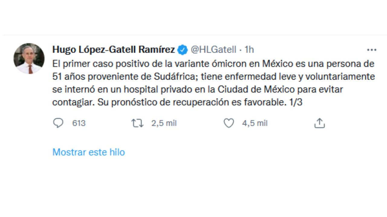 Primer caso de la variante Ómicron en México