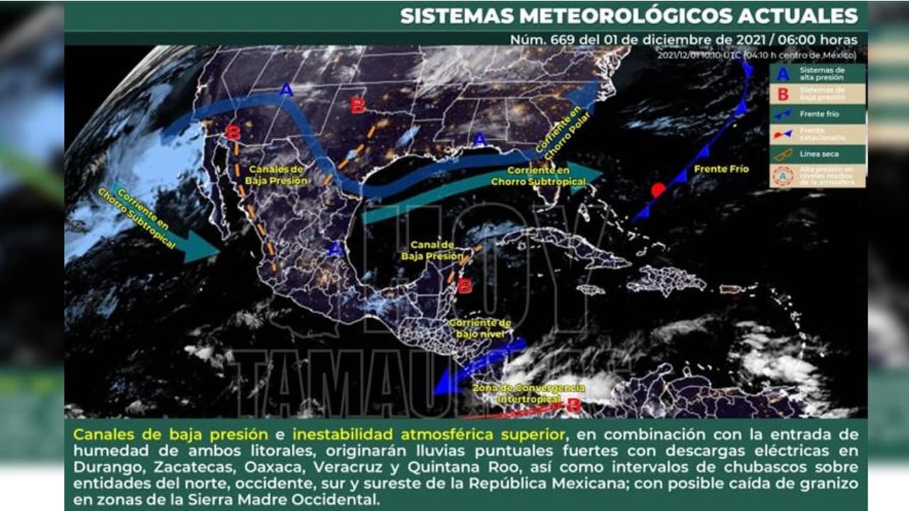 Pronóstico de lluvias fuertes en algunos estados de la Republica