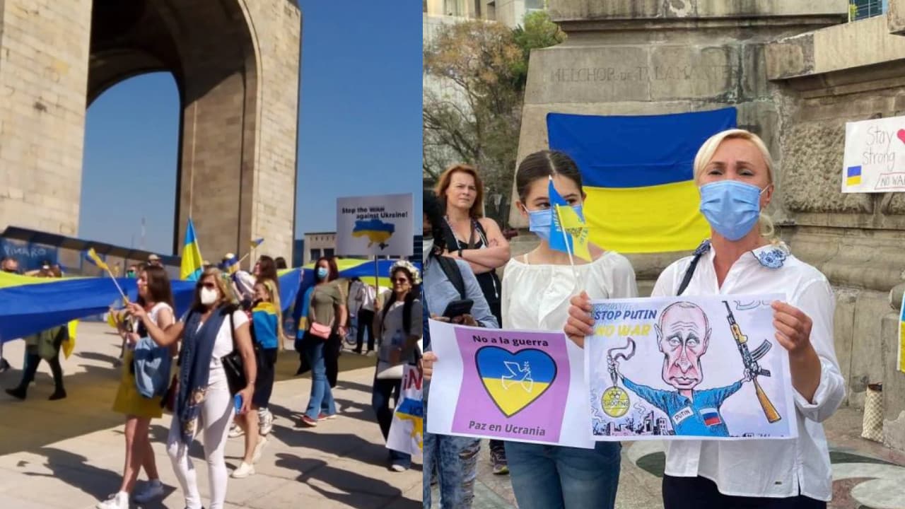 Comunidad ucraniana que radica en la CDMX realizó marcha