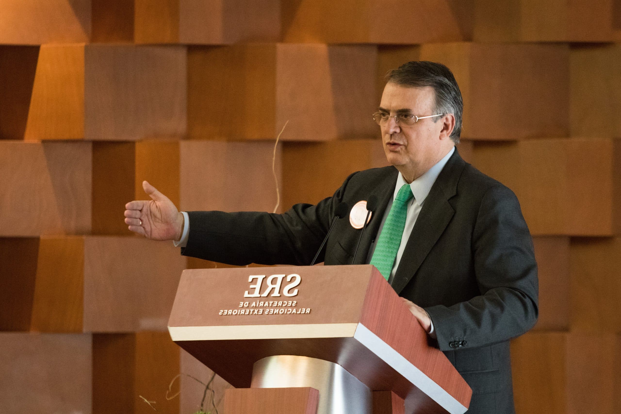 El canciller Marcelo Ebrard durante un encuentro por no violencia contra las mujeres, este martes • Foto: Moisés Pablo/Cuartoscuro