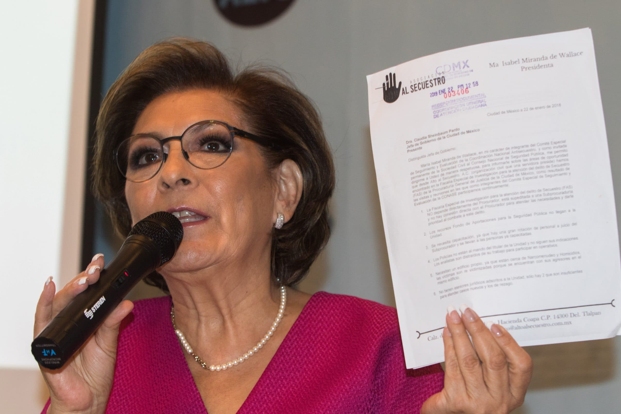 La activista Isabel Miranda de Wallace. Foto: EFE