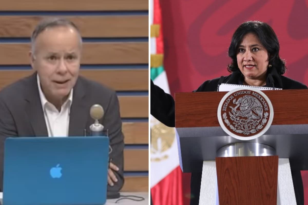 El periodista Ciro Gómez Leyva e Irma Eréndira Sandoval, titular de la SFP. Foto: especial