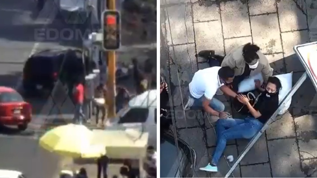 VIDEO: Vehículo deja lesionada a mujer tras atropellarla en Edomex